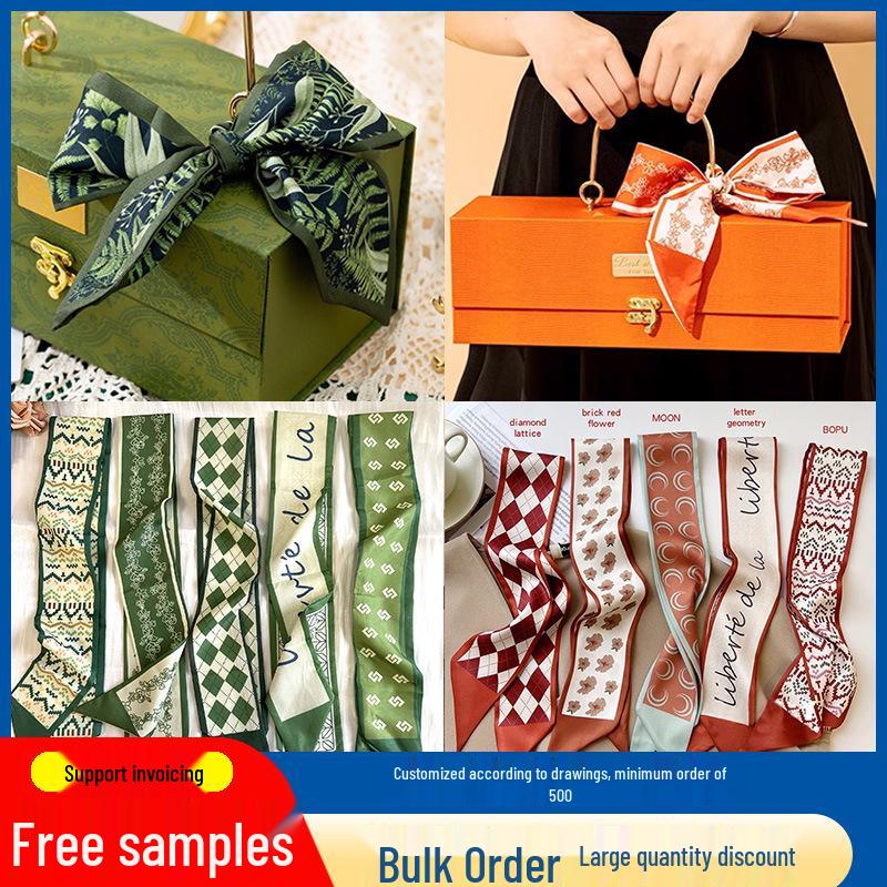 Элегантный шелковый шарф, повязка для волос и подарочная коробка для украшений, лента с бантом
Элегантный шелковый шарф, повязка для волос и подарочная коробка для украшений, лента с бантом