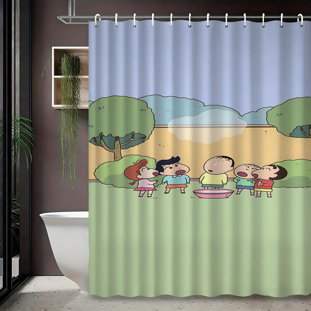 Crayon Shin-Chan & Friends With Shiro 2D Print Waterproof Shower Curtain, Green Anime Bathroom Decor With Hooks W60H190(CM)-1 Pcs
Crayon Shin-Chan & Friends With Shiro 2D Print Waterproof Shower Curtain, Green Anime Bathroom Decor With Hooks W60H190(CM)-1 Pcs