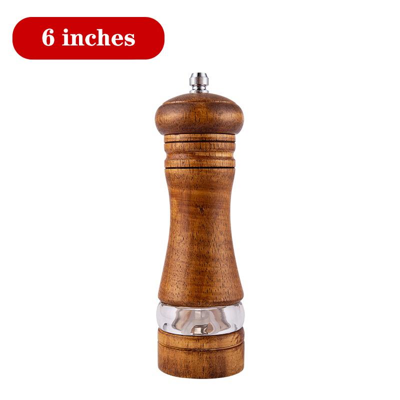 6-дюймовая ручная мельница для перца из резины, дерева, акрила, керамики, свежемолотый перец, приправа, бутылка для измельчения