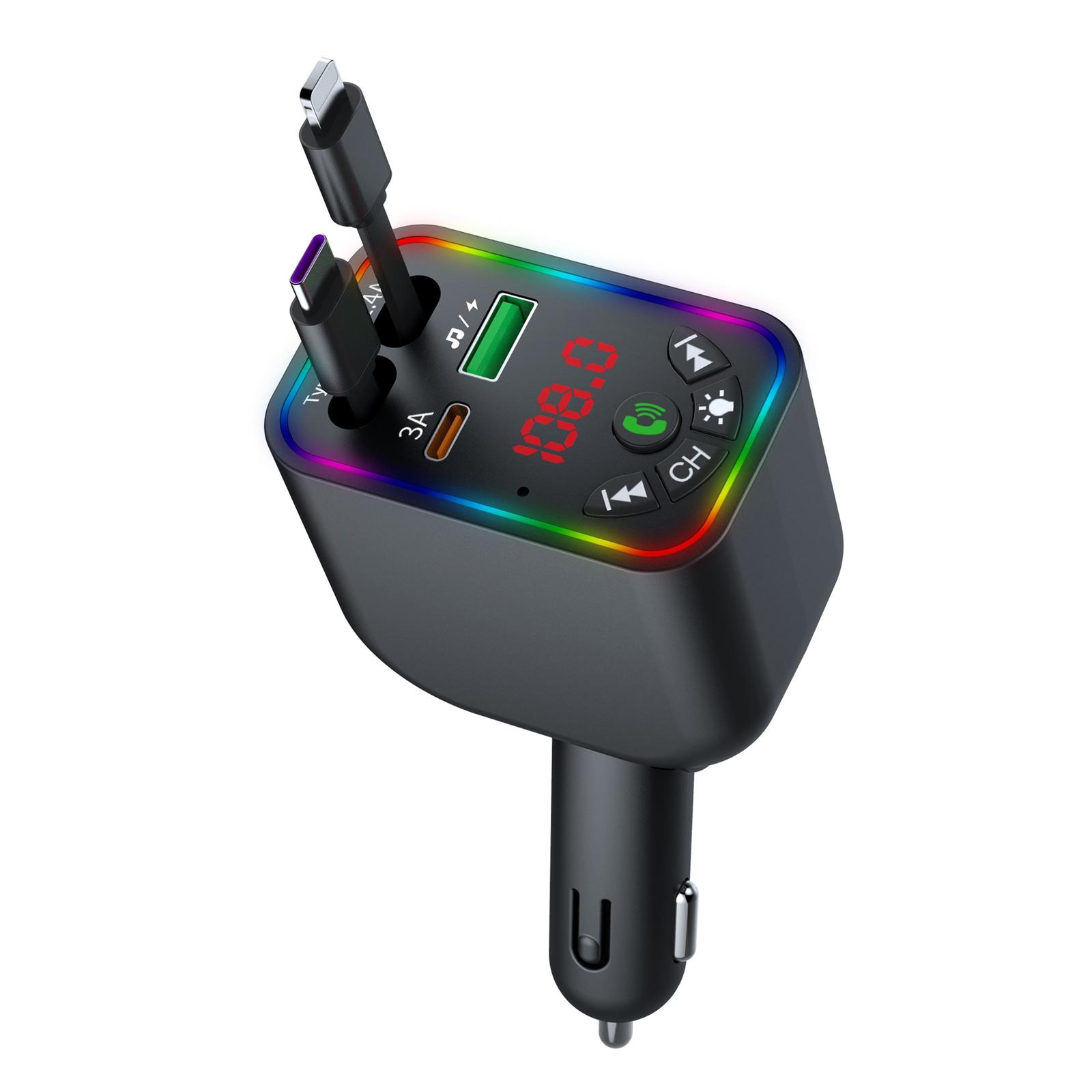 L5 Car Bluetooth-Compatible MP3 Player Hands Free Calling FM Transmitter Fast Charger with Retractable Type C+iP Cable A
L5 Car Bluetooth-Compatible MP3 Player Hands Free Calling FM Transmitter Fast Charger with Retractable Type C+iP Cable A
