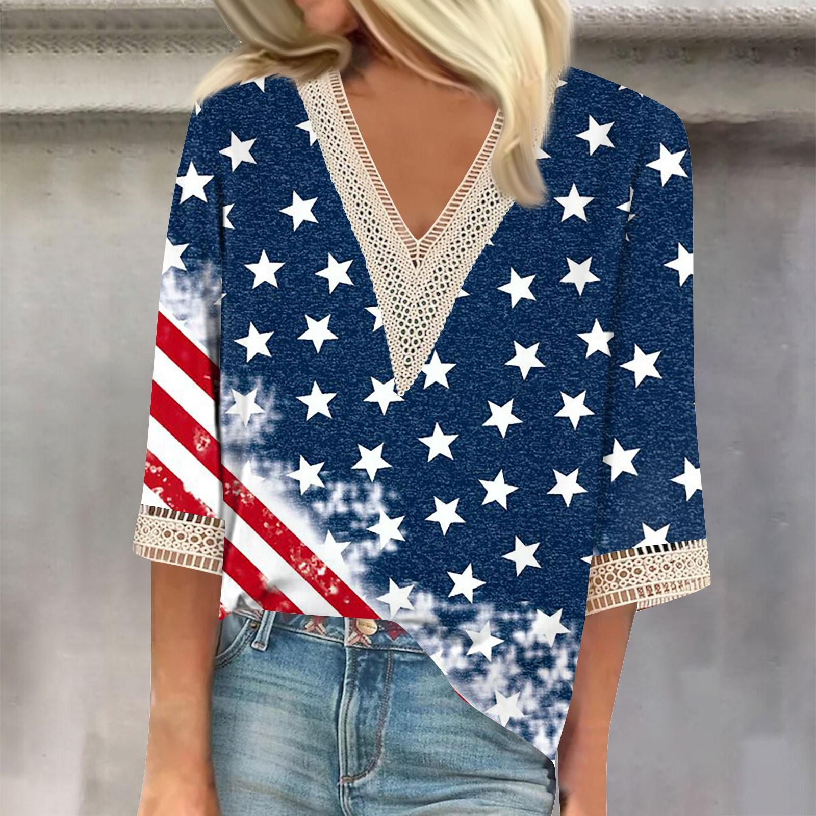 Женская свободная повседневная футболка с v-образным вырезом и рукавами 3/4, кружевная футболка с принтом ко Дню независимости, топ S
Женская свободная повседневная футболка с v-образным вырезом и рукавами 3/4, кружевная футболка с принтом ко Дню независимости, топ S