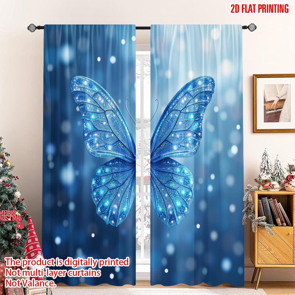 Flat Printing Window Curtains Sparkling Blue Butterfly Jewels Digital Printed Polyester Drapes All Season Party Curtain Set Of 2 Made Washable W100*H70(CM)-Hooks&2PCS
Flat Printing Window Curtains Sparkling Blue Butterfly Jewels Digital Printed Polyester Drapes All Season Party Curtain Set Of 2 Made Washable W100*H70(CM)-Hooks&2PCS