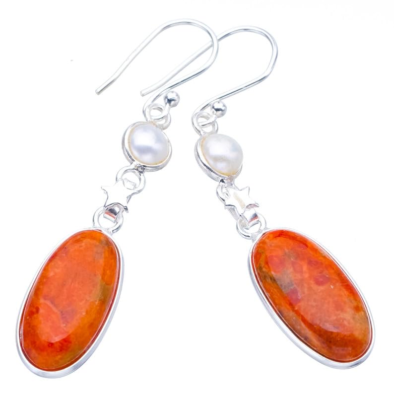 StarGems® Natural Calcite River Pearl StarHandmade 925 Sterling Silver Earrings 2 F5584
StarGems® Natural Calcite River Pearl StarHandmade 925 Sterling Silver Earrings 2 F5584