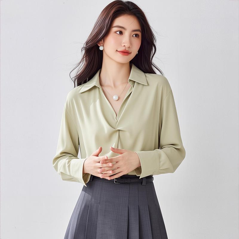 5 Colors French Design Satin Shirt with Pearl Necklace - Women s Slimming Spring Top L
5 Colors French Design Satin Shirt with Pearl Necklace - Women s Slimming Spring Top L