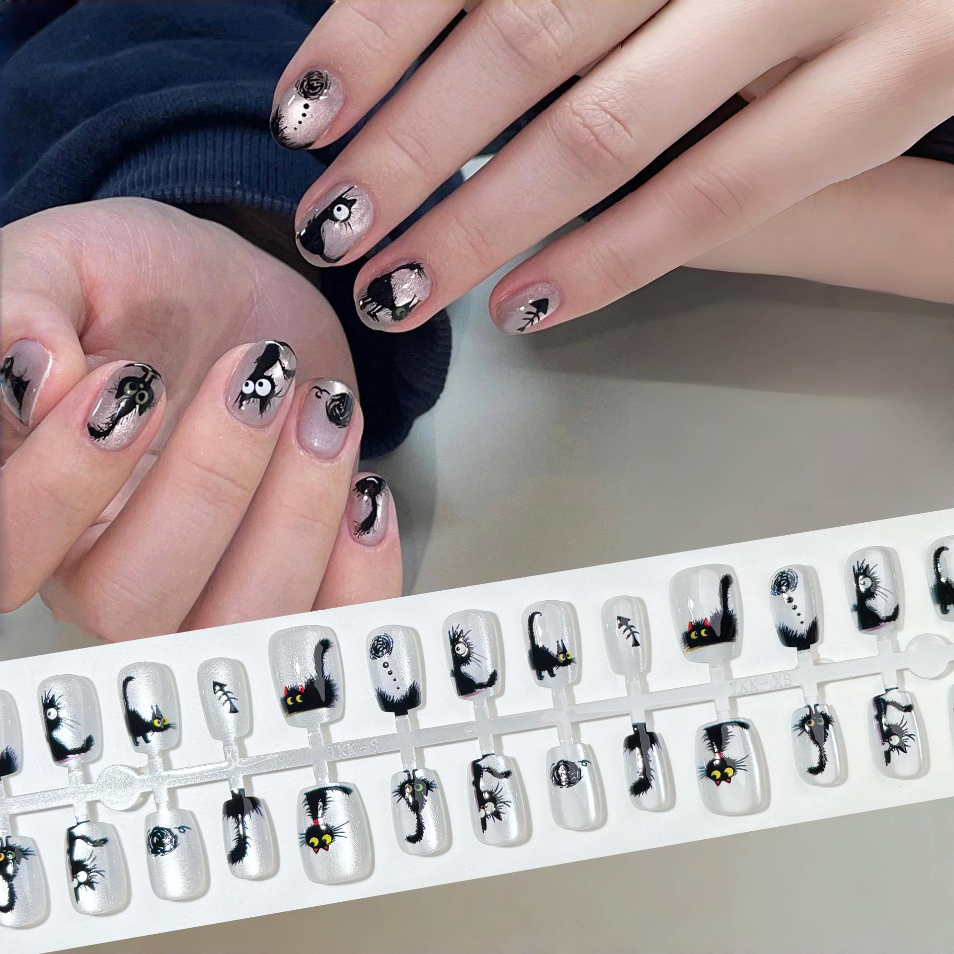 Black Frizzy Kitten Press-On Nails: Dark Sweet Cool Style Nail Art Patches YM049 Frizzy Cat - XS/S/M
Black Frizzy Kitten Press-On Nails: Dark Sweet Cool Style Nail Art Patches YM049 Frizzy Cat - XS/S/M