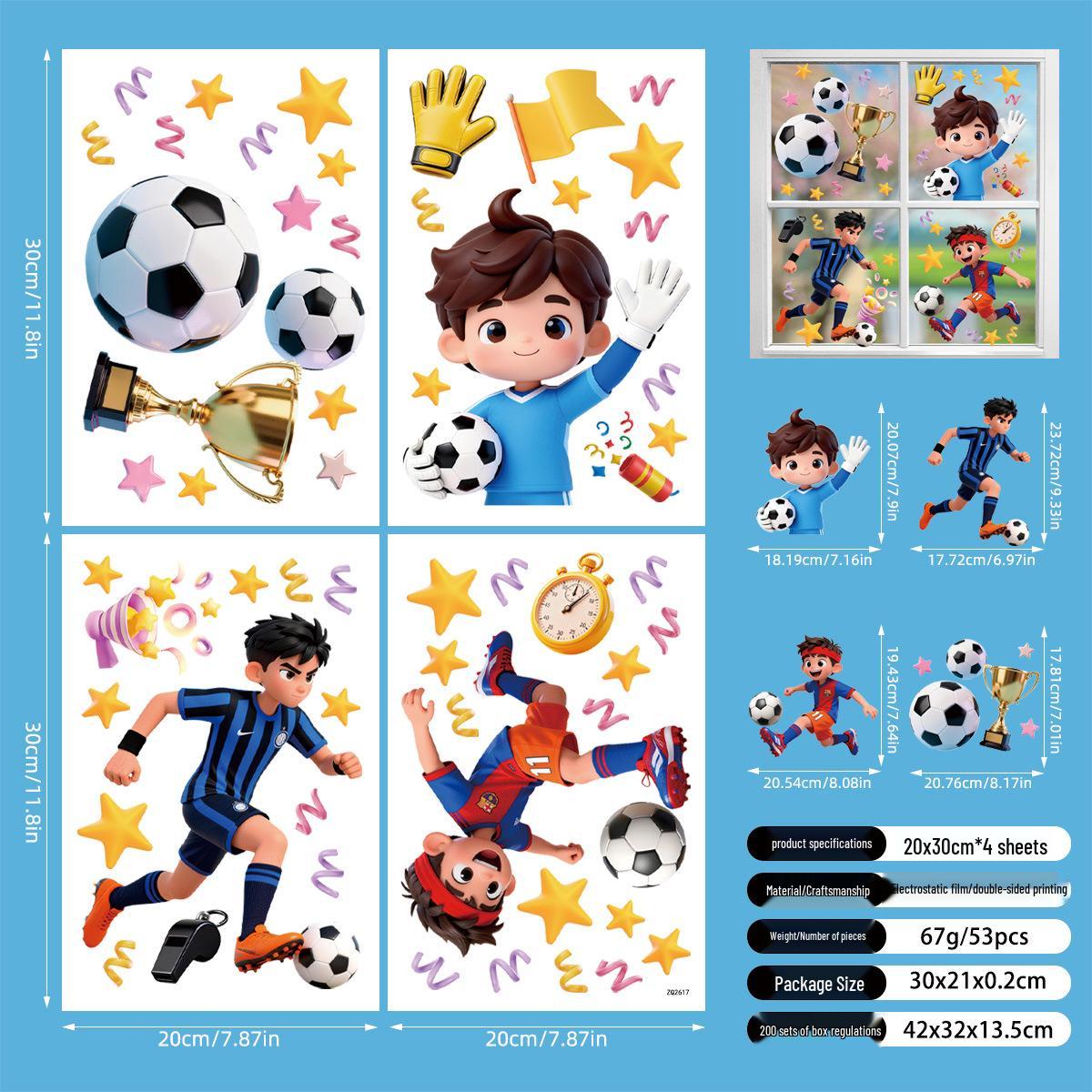 2026 USA-Canada-Mexico World Cup Football Elements Static Cling for Boys 20x30cm, 4 sheets (OPP bag)
2026 USA-Canada-Mexico World Cup Football Elements Static Cling for Boys 20x30cm, 4 sheets (OPP bag)