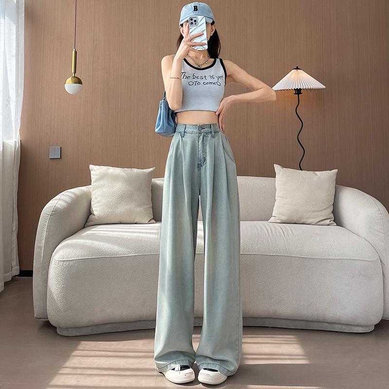 Women s High Waist Tencel Denim Wide-Leg Pants – Summer Slimming, Loose Fit, Straight Cut, Ice Silk, Long Drape. Small
Women s High Waist Tencel Denim Wide-Leg Pants – Summer Slimming, Loose Fit, Straight Cut, Ice Silk, Long Drape. Small