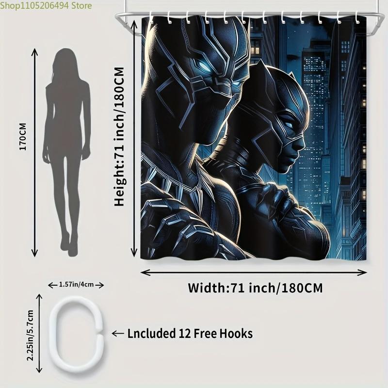 MARVEL Black Panther Cartoon Shower Curtain - 180.34x180.34 cm, 12 Hooks, Easy to Install, Vibrant Superhero Design with Citys 90x180cm
MARVEL Black Panther Cartoon Shower Curtain - 180.34x180.34 cm, 12 Hooks, Easy to Install, Vibrant Superhero Design with Citys 90x180cm