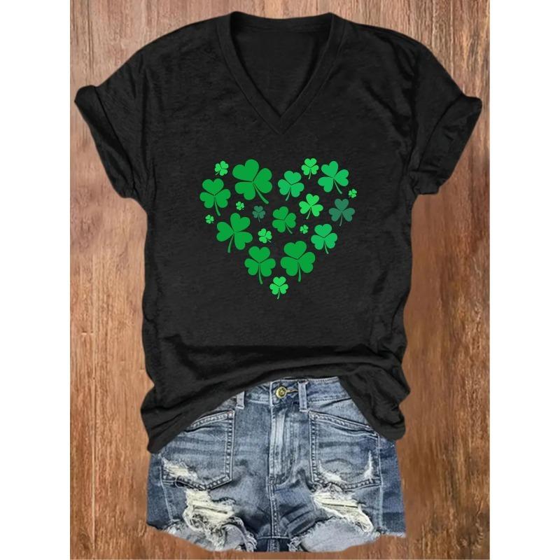 European Size Women s Casual Short-Sleeved V-neck T-shirt-White with Green Four-Leaf Clover Heart Shape Printed, Breathable 4XL чорний
European Size Women s Casual Short-Sleeved V-neck T-shirt-White with Green Four-Leaf Clover Heart Shape Printed, Breathable 4XL чорний
