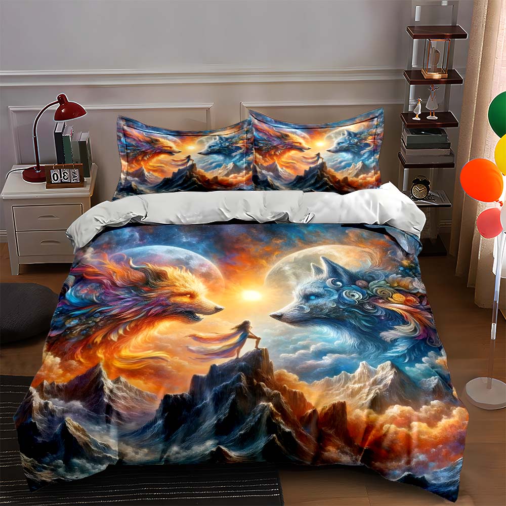 Fiery celestial wolves. Bedding Duvet cover sets Duvet covers Pillowcases gifts (1 * Duvet Cover 2 * Pillowcases, without duvet insert) 135x200cm
Fiery celestial wolves. Bedding Duvet cover sets Duvet covers Pillowcases gifts (1 * Duvet Cover 2 * Pillowcases, without duvet insert) 135x200cm