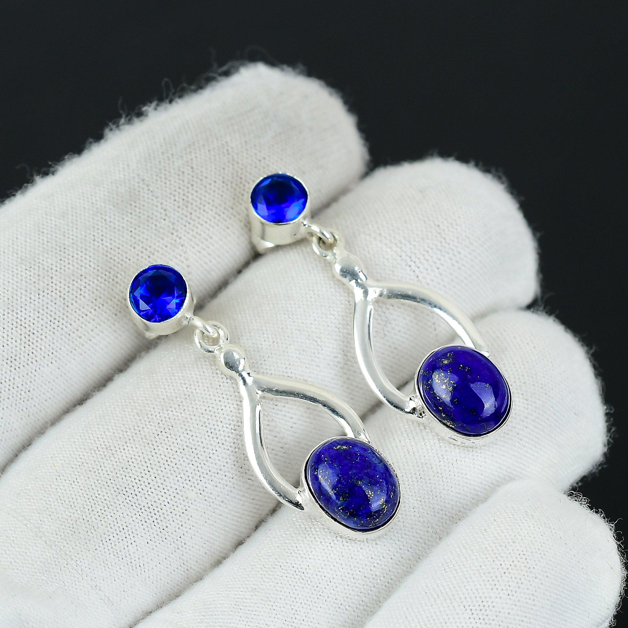 Dainty Lapis Lazuli, London Blue Topaz Gemstone Earrings, 925 Sterling Silver Earring, Handmade Boho Silver Jewelry Dangle Earrings, Easter Gifts 1.96 синій
Dainty Lapis Lazuli, London Blue Topaz Gemstone Earrings, 925 Sterling Silver Earring, Handmade Boho Silver Jewelry Dangle Earrings, Easter Gifts 1.96 синій