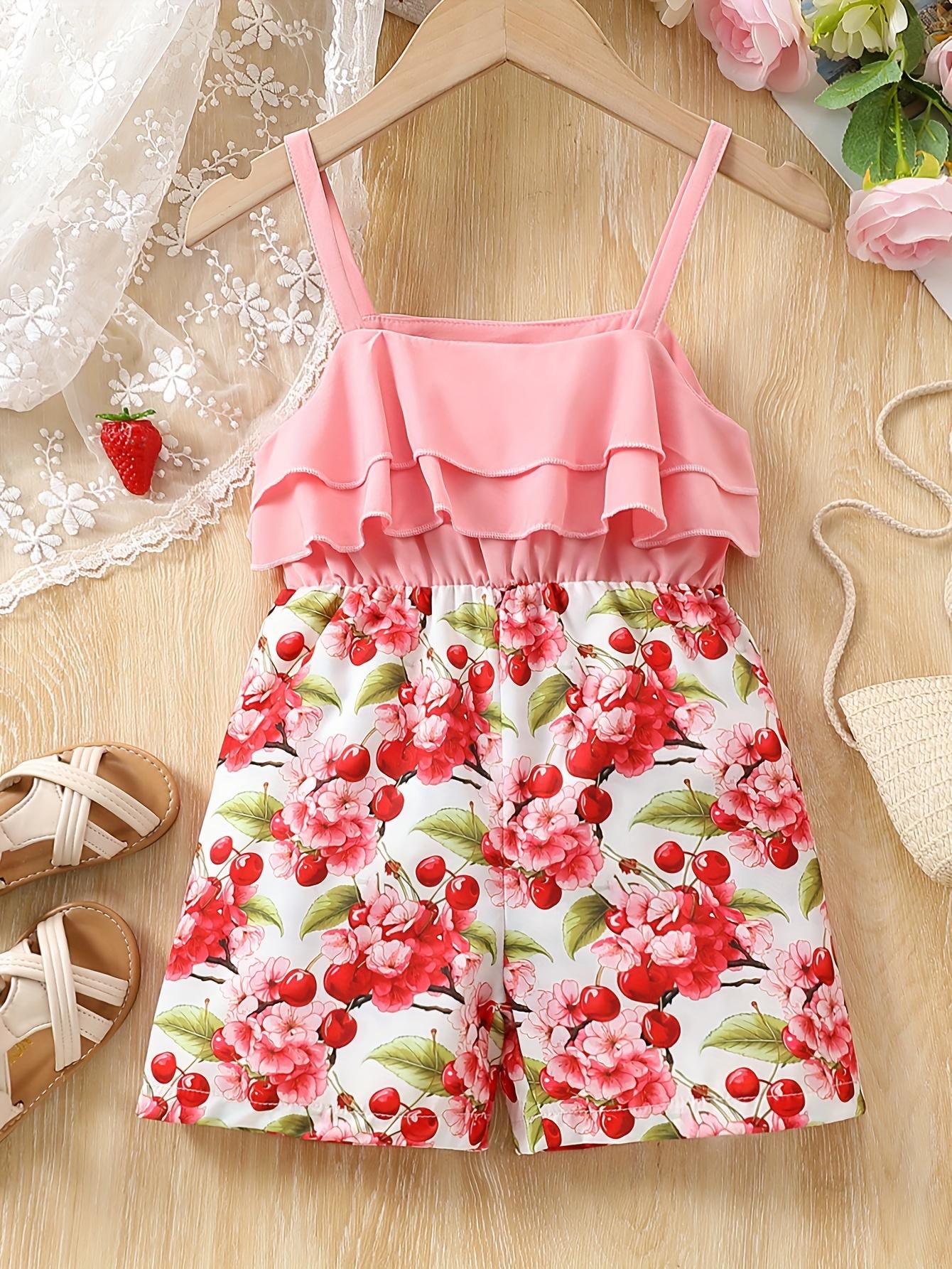 Summer halter-style double-layer ruffled one-piece pants for 3-7 year old girls, printed with flowers and cherries, matching set 2-3Y розовый
Summer halter-style double-layer ruffled one-piece pants for 3-7 year old girls, printed with flowers and cherries, matching set 2-3Y розовый