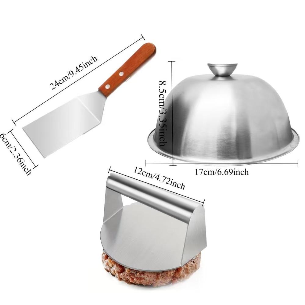 3Pcs Kitchen Accessories, Stainless Steel Burger Press, Spatula & Lid, Non-stick Kitchen Tools, Useful Kitchen Items for Home
3Pcs Kitchen Accessories, Stainless Steel Burger Press, Spatula & Lid, Non-stick Kitchen Tools, Useful Kitchen Items for Home