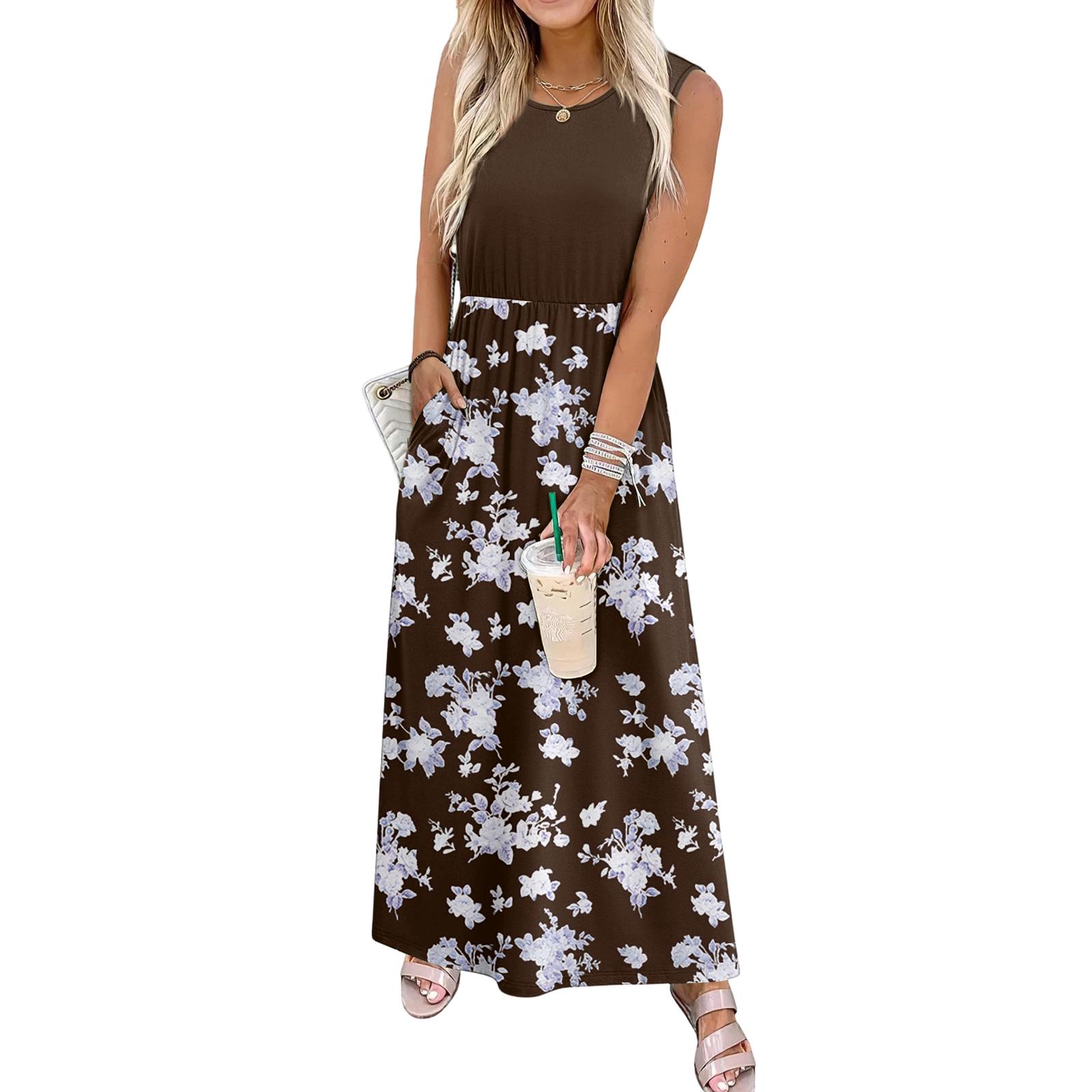 Women’s Sleeveless Floral Print Casual Waist Dress with Crew Neck and Long Skirt for Daily Wear and Outdoor Activities M коричневый
Women’s Sleeveless Floral Print Casual Waist Dress with Crew Neck and Long Skirt for Daily Wear and Outdoor Activities M коричневый