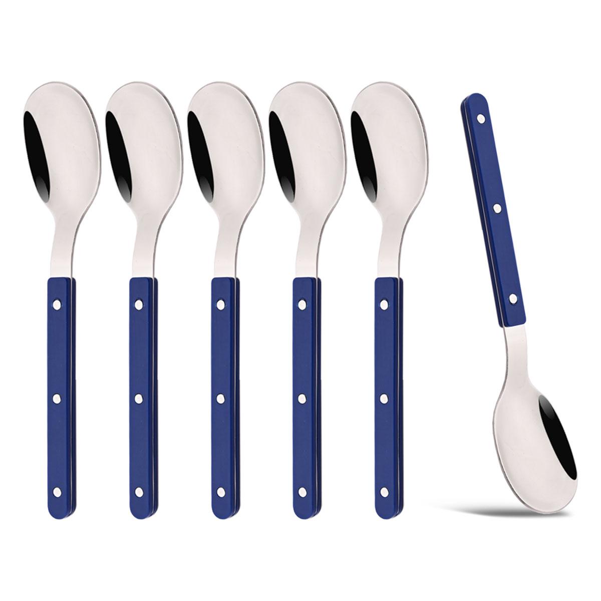 6-Piece Vintage Stainless Steel Flatware Set with Rivet Blue Handle Mirror Polished for Home Party Restaurant 17.1cm - dessert spoon синій
6-Piece Vintage Stainless Steel Flatware Set with Rivet Blue Handle Mirror Polished for Home Party Restaurant 17.1cm - dessert spoon синій