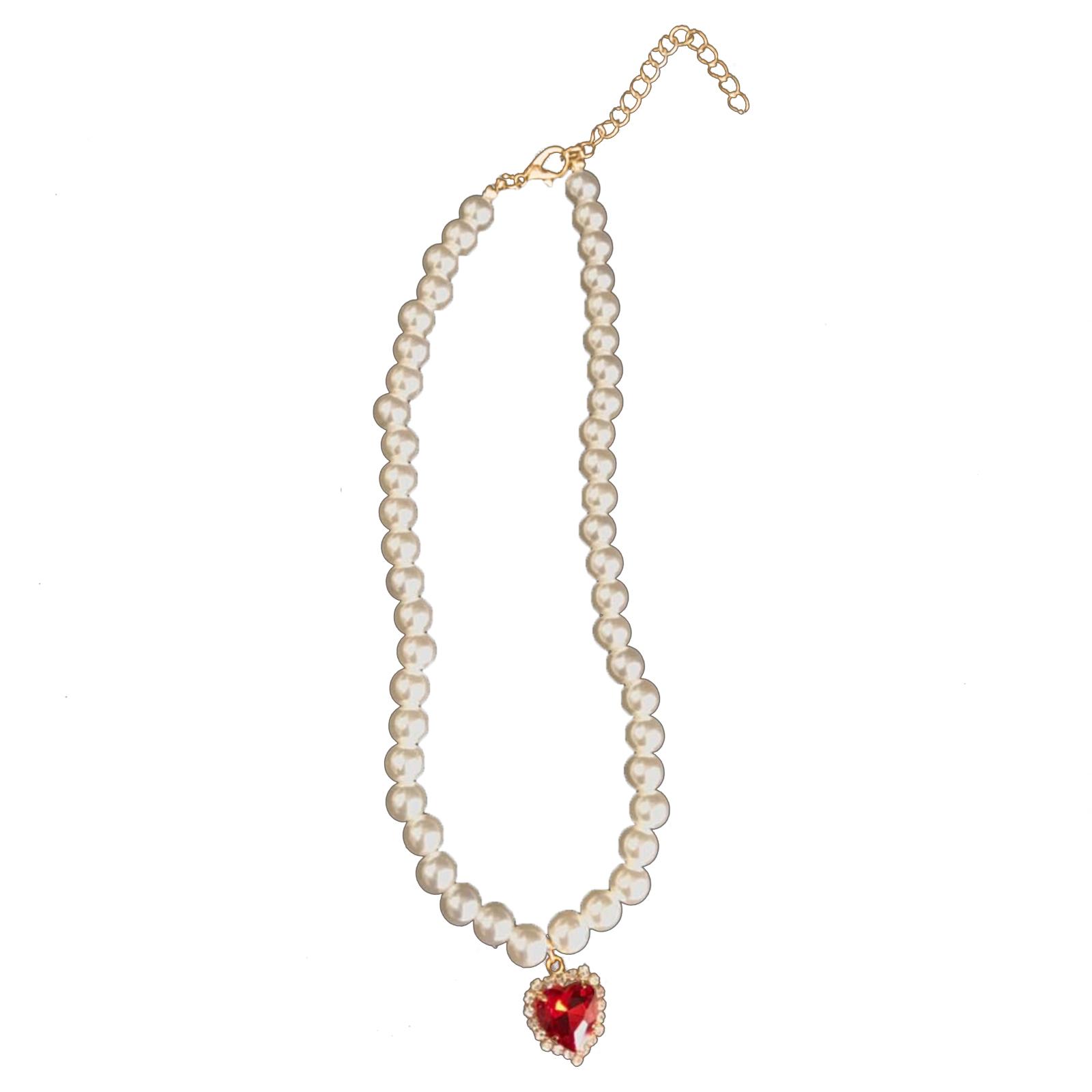 Exquisite Rubys Heart Pendant Necklace Fashion Pearl Strands Necklace Bohemia Choker Jewelry Sweet Clavicle Wedding 1
Exquisite Rubys Heart Pendant Necklace Fashion Pearl Strands Necklace Bohemia Choker Jewelry Sweet Clavicle Wedding 1