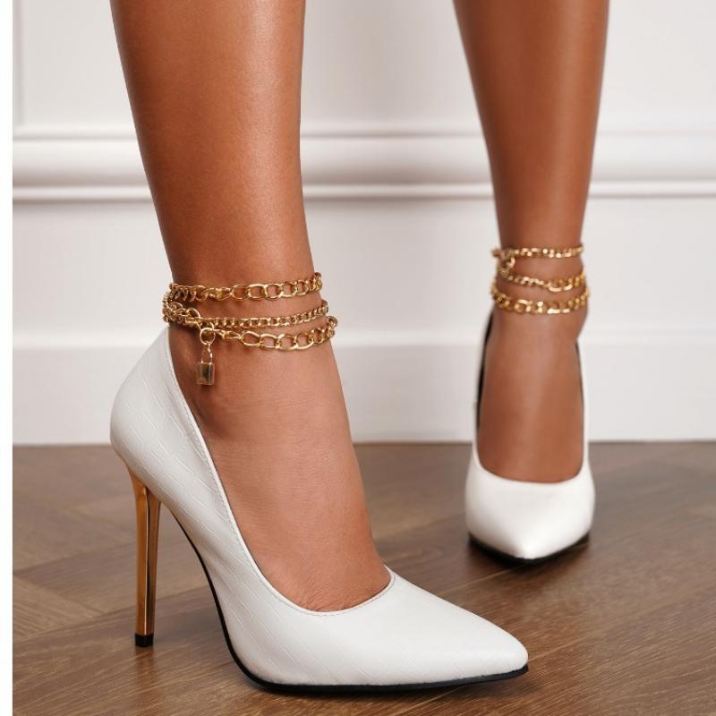 trend fashion Shoes for Woman Heels Fashion Metal Chain Shoes Pointed High Heels Patent Leather White Pumps for Women High Heels Dress Shoes
trend fashion Shoes for Woman Heels Fashion Metal Chain Shoes Pointed High Heels Patent Leather White Pumps for Women High Heels Dress Shoes