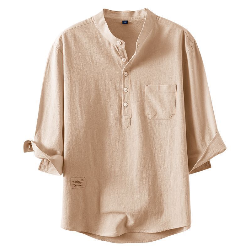 Loose Casual Men s Shirt Summer 7/8 Sleeve Stand Collar Mid Sleeve Pure Color Versatile Half Sleeve T-Shirt Fashionable S абрикосовий
Loose Casual Men s Shirt Summer 7/8 Sleeve Stand Collar Mid Sleeve Pure Color Versatile Half Sleeve T-Shirt Fashionable S абрикосовий
