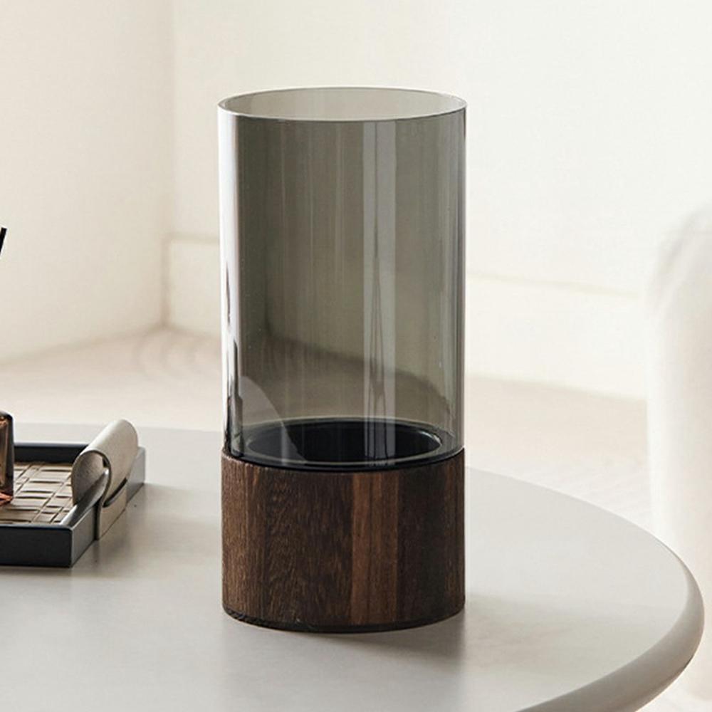 12x25cm Minimalist Flower Vase with Wooden Base PET Transparent Cylinder Vase Living Room Decoration B
12x25cm Minimalist Flower Vase with Wooden Base PET Transparent Cylinder Vase Living Room Decoration B