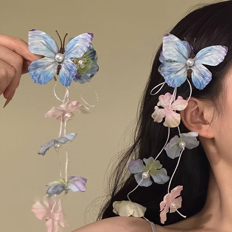 Pearl fabric flower butterfly fringed hairpin temperament atmosphere versatile duck bill clip fashion niche sweet hair accessories
Pearl fabric flower butterfly fringed hairpin temperament atmosphere versatile duck bill clip fashion niche sweet hair accessories