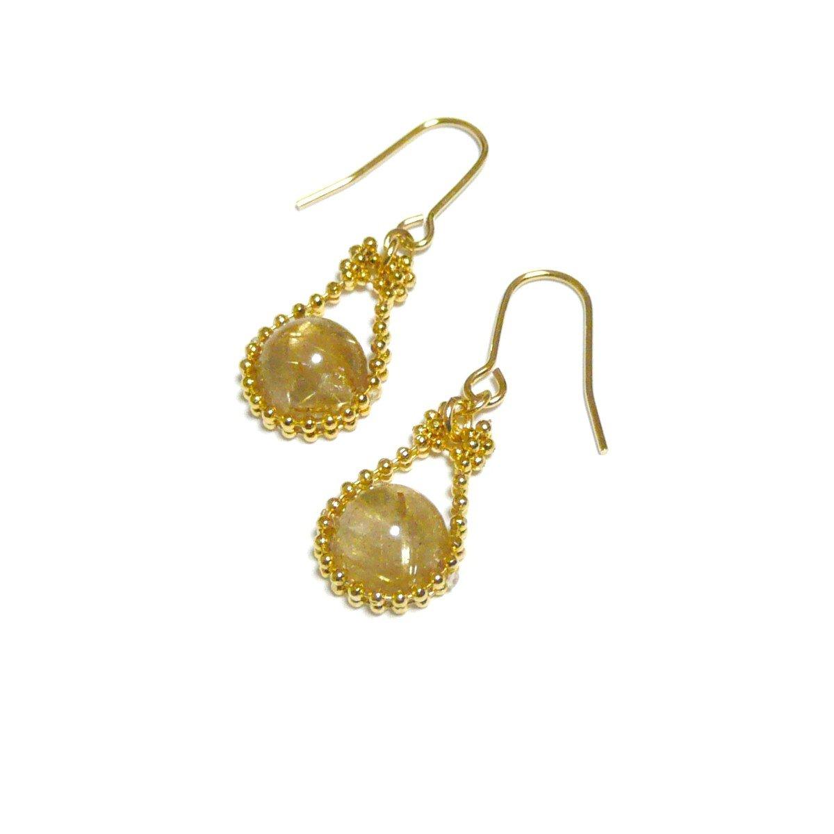 Horseshoe Rutilated Quartz (8mm Round Bead) Earrings/Gold Tone
Horseshoe Rutilated Quartz (8mm Round Bead) Earrings/Gold Tone