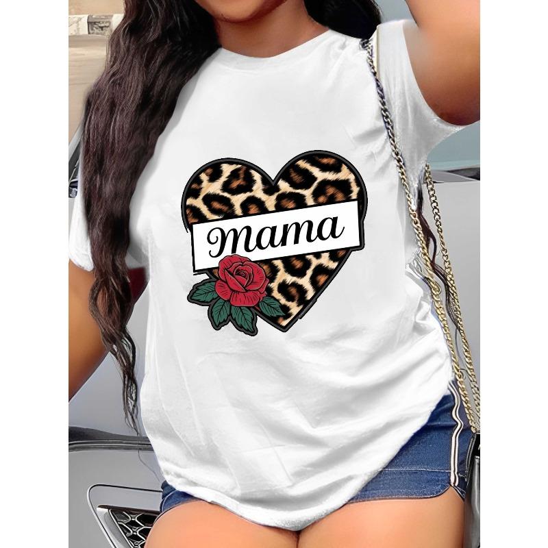 European Size Women S Plus Size Mama Leopard Heart Rose Graphic T-Shirt - Soft Breathable Everyday Casual Tee - White Shirt Mother S Day Gift Idea 4XL білий
European Size Women S Plus Size Mama Leopard Heart Rose Graphic T-Shirt - Soft Breathable Everyday Casual Tee - White Shirt Mother S Day Gift Idea 4XL білий