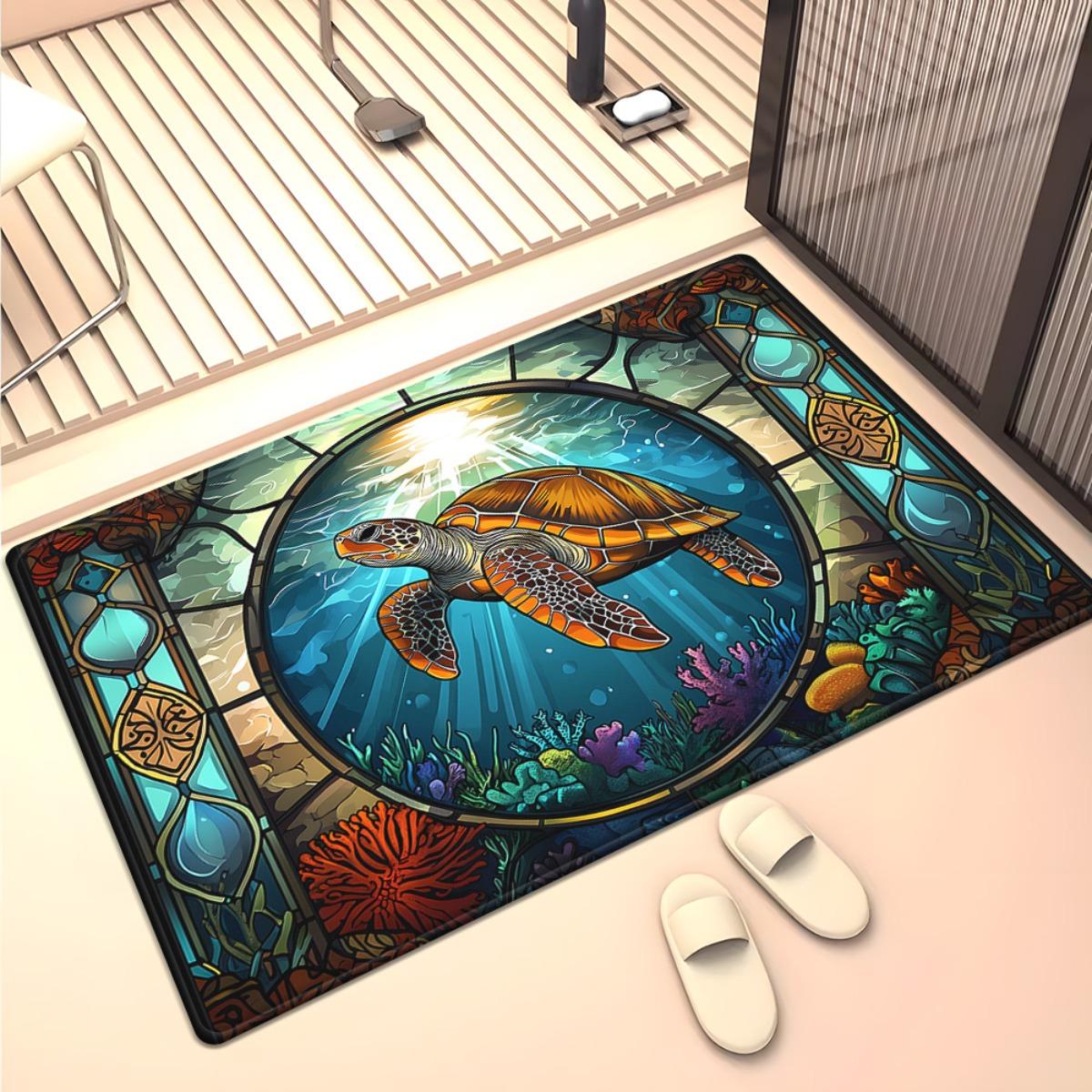 Stained glass sea turtle rug ocean coral art living room floor mat soft plush carpet home decor animal print rug 50x 80cm
Stained glass sea turtle rug ocean coral art living room floor mat soft plush carpet home decor animal print rug 50x 80cm