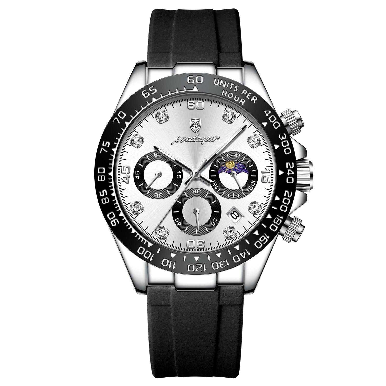 POEDAGAR Luxury Casual Top Brand Watch Business Sport Chronograph Date Luminous Waterproof Silicone Strap Watch Male reloj срібний/білий
POEDAGAR Luxury Casual Top Brand Watch Business Sport Chronograph Date Luminous Waterproof Silicone Strap Watch Male reloj срібний/білий