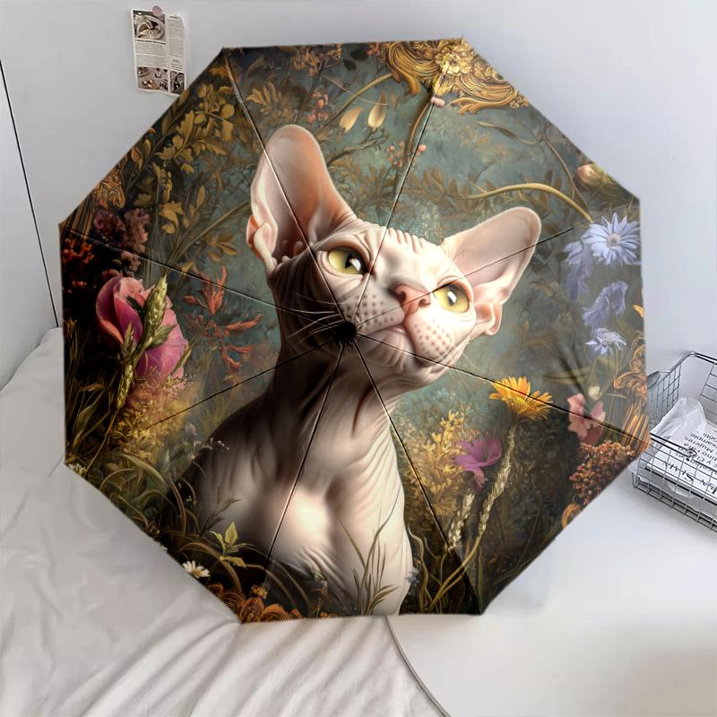 Hairless Cat Oil Painting pattern, automatic folding umbrella, portable and foldable design, 8 ribs, a Christmas or birthday gift.
Hairless Cat Oil Painting pattern, automatic folding umbrella, portable and foldable design, 8 ribs, a Christmas or birthday gift.