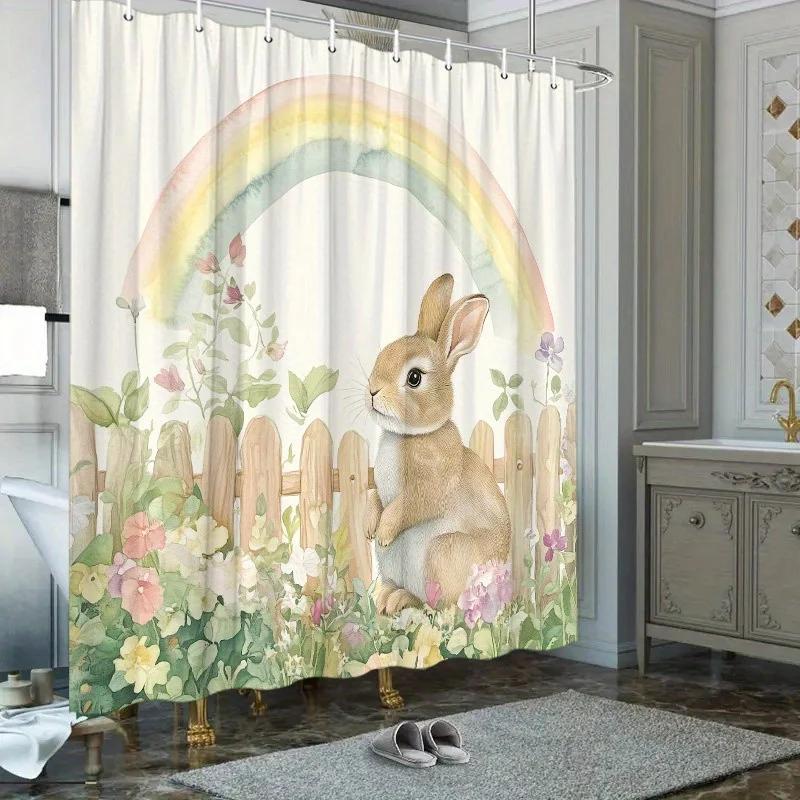1pc Woods Bunny & Rainbow Shower Curtain - Polyester, Washable, 12 Hooks, Fashion Bathroom Decor W90xH180cm
1pc Woods Bunny & Rainbow Shower Curtain - Polyester, Washable, 12 Hooks, Fashion Bathroom Decor W90xH180cm