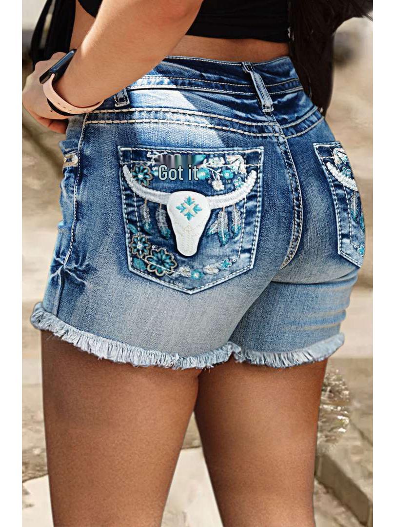 2026 High-Waisted Retro Frayed Edge Embroidered Denim Shorts for Women - European & American Style, Slimming, Versatile Summer Hot Pants S синий
2026 High-Waisted Retro Frayed Edge Embroidered Denim Shorts for Women - European & American Style, Slimming, Versatile Summer Hot Pants S синий