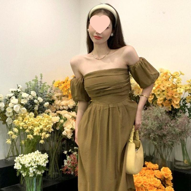 Elegant French One-Shoulder Summer Dress - Cinched Waist, Slimming Bandeau Style, Versatile for Socialite Events S (up to 100 jin)
Elegant French One-Shoulder Summer Dress - Cinched Waist, Slimming Bandeau Style, Versatile for Socialite Events S (up to 100 jin)
