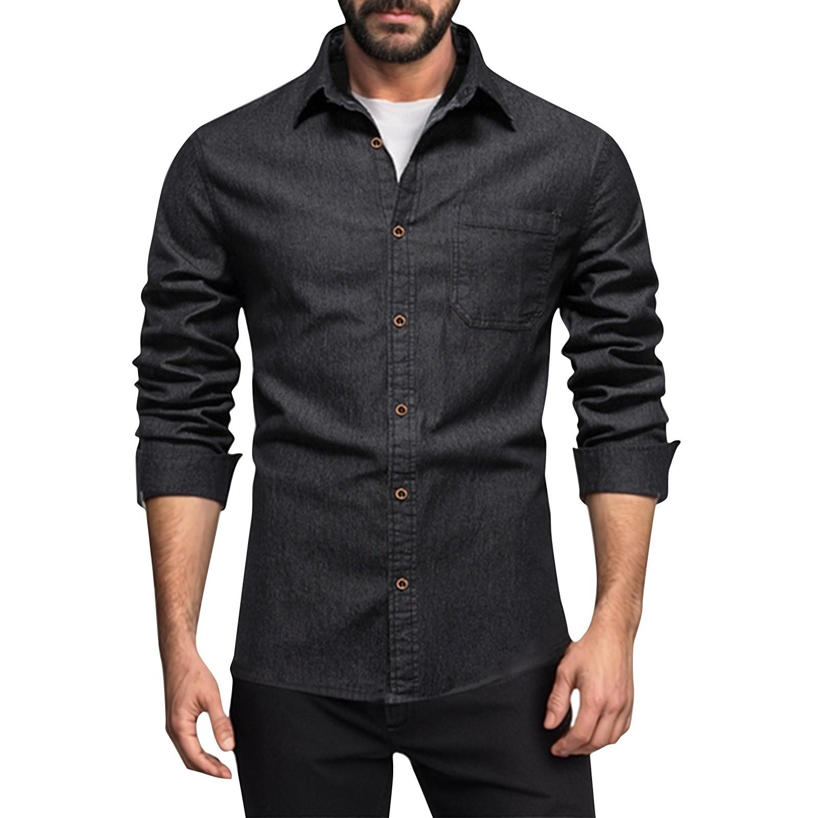 Чоловіча літня однотонна сорочка з лацканами та довгими рукавами Чоловіча повсякденна модна сорочка з довгими рукавами M чорний
Чоловіча літня однотонна сорочка з лацканами та довгими рукавами Чоловіча повсякденна модна сорочка з довгими рукавами M чорний