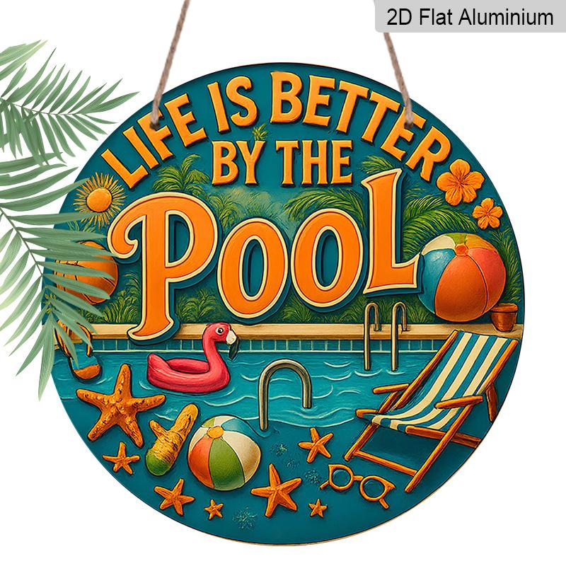 2D Flat, 1pc Round Aluminum Life Is Better By The Pool Sign, Tropical Summer Poolside Metal Plaque with Flamingo & Beach Ball Design, Waterproof 7.87×7.87inch
2D Flat, 1pc Round Aluminum Life Is Better By The Pool Sign, Tropical Summer Poolside Metal Plaque with Flamingo & Beach Ball Design, Waterproof 7.87×7.87inch