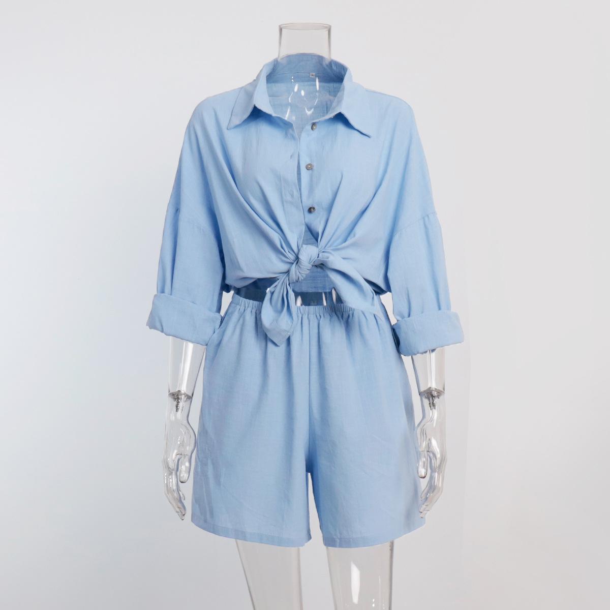 Shirt Set, Casual Loose Long Sleeved Shirt Shorts Set L синий
Shirt Set, Casual Loose Long Sleeved Shirt Shorts Set L синий