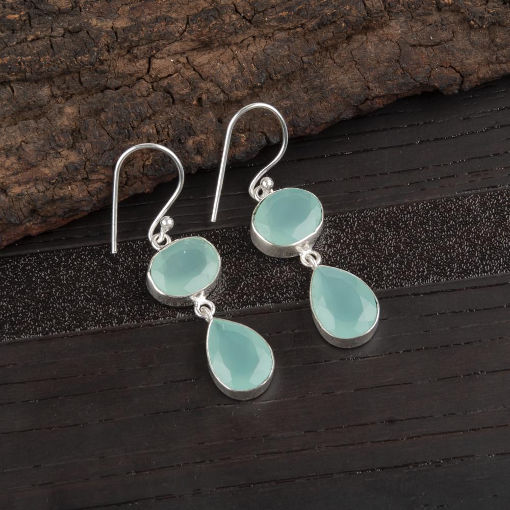Aqua Chalcedony Silver Gemstone Jewelry, 925 Sterling Silver Earrings, Handmade Everyday Jewelry For Wedding Gift 1.88 Inches синій
Aqua Chalcedony Silver Gemstone Jewelry, 925 Sterling Silver Earrings, Handmade Everyday Jewelry For Wedding Gift 1.88 Inches синій