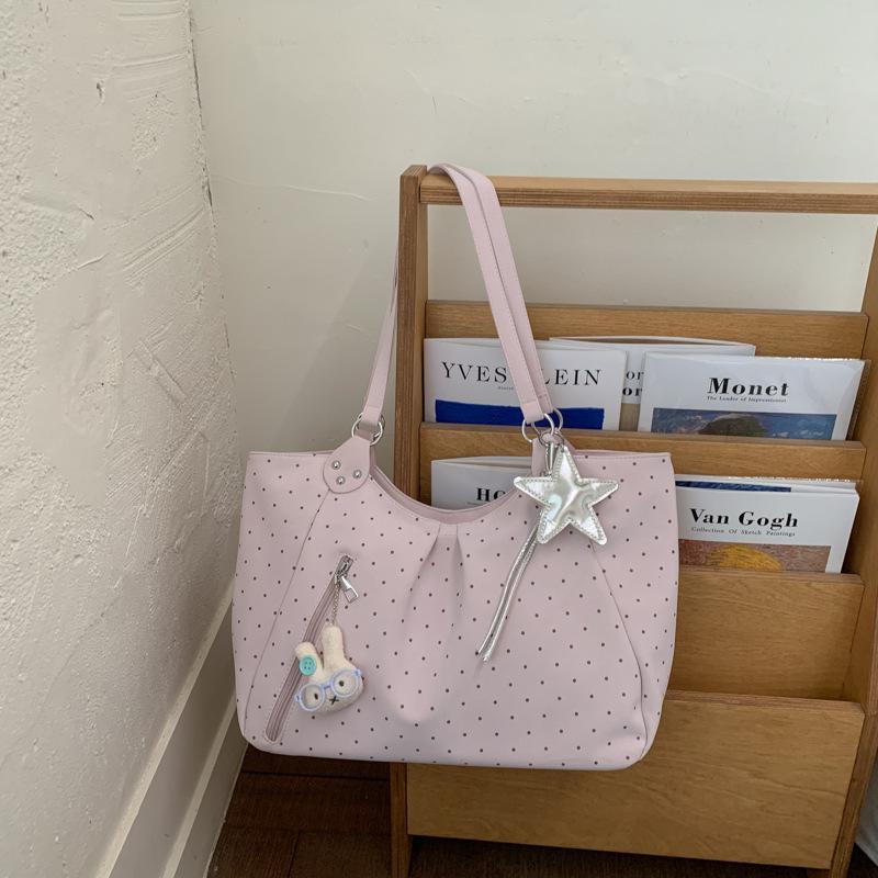 Vintage Frosted Tote Bag Casual Students Purse Large Capacity Shoulder Bag Polka Dot Drawstring Zipper Handbag with Star Pendant
Vintage Frosted Tote Bag Casual Students Purse Large Capacity Shoulder Bag Polka Dot Drawstring Zipper Handbag with Star Pendant