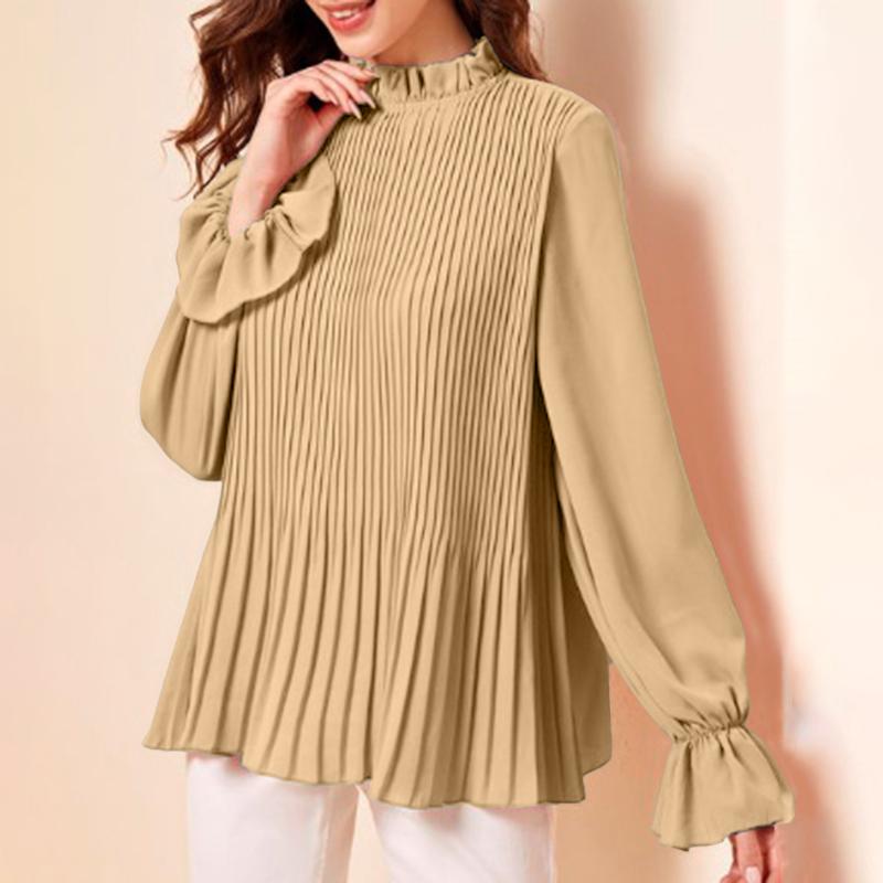 ZANZEA Женская повседневная блузка с круглым вырезом и длинным рукавом в складку 5XL хаки
ZANZEA Женская повседневная блузка с круглым вырезом и длинным рукавом в складку 5XL хаки