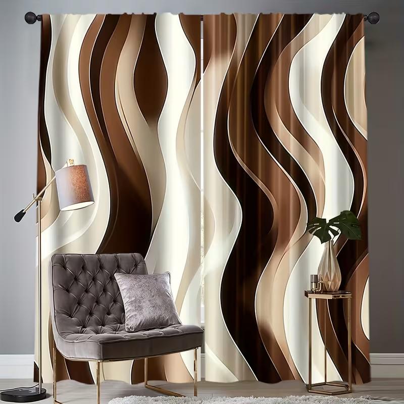 2PC Brown Cream Wave Pattern Sheer Curtains - Modern Minimalist Abstract Print Window Drapes for Living Room Bedroom Decor 24x59in(60x150CM)x2&Rod Pocket
2PC Brown Cream Wave Pattern Sheer Curtains - Modern Minimalist Abstract Print Window Drapes for Living Room Bedroom Decor 24x59in(60x150CM)x2&Rod Pocket