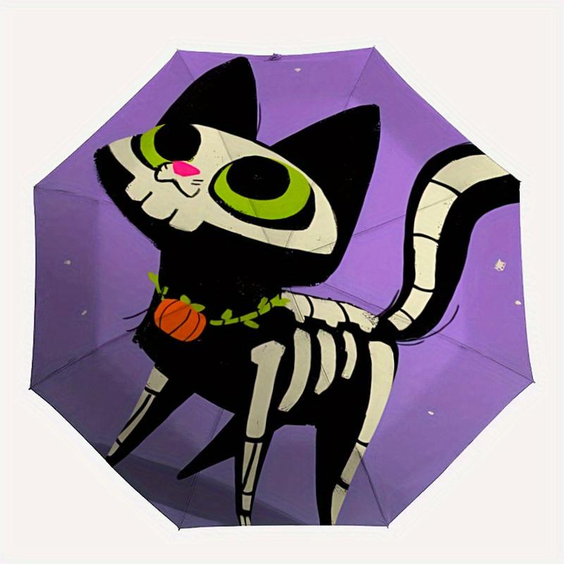 1pc Skelecat Halloween Auto Open/Close Windproof Umbrella - Compact Travel Umbrella, 8-Rib Heavy-Duty Construction, Ideal Gift, Outdoor Acce
1pc Skelecat Halloween Auto Open/Close Windproof Umbrella - Compact Travel Umbrella, 8-Rib Heavy-Duty Construction, Ideal Gift, Outdoor Acce