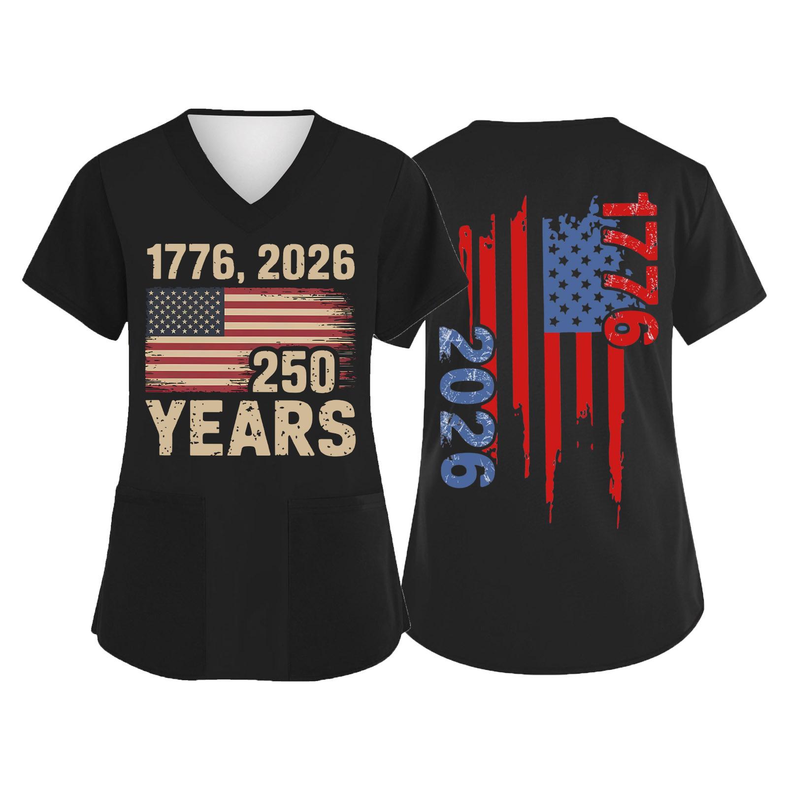 V Neck Short Sleeve Top with Flag Print 250 Years Letter Graphic Loose Fit Pullover for Women Men Unisex L чёрный
V Neck Short Sleeve Top with Flag Print 250 Years Letter Graphic Loose Fit Pullover for Women Men Unisex L чёрный
