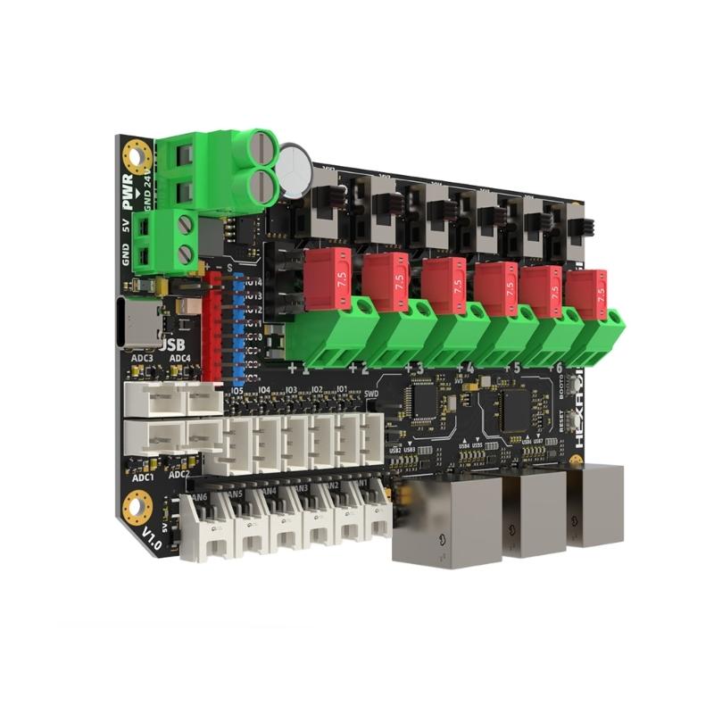 Hexa Distro Fusions 3D Printing Hub With 24V Power Distribution ADC Sensorings Inputs And Programmable Port 1
Hexa Distro Fusions 3D Printing Hub With 24V Power Distribution ADC Sensorings Inputs And Programmable Port 1