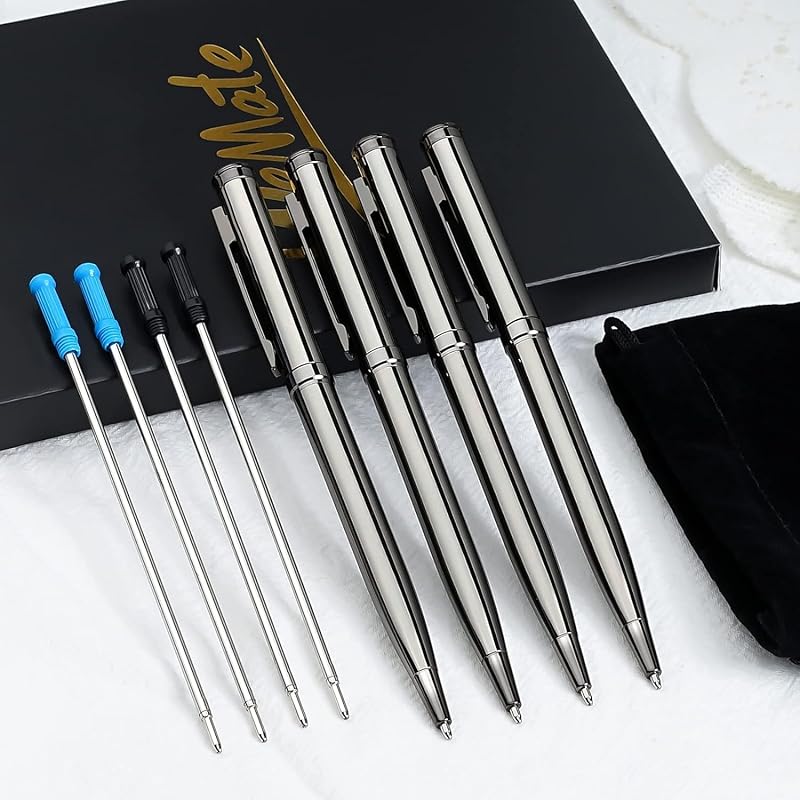 WEMATE oil ballpoint pen Ballpoint pen for notebook retractable 4 Book set, medium letters Comes with luxury gift box & ink refill book (black &
WEMATE oil ballpoint pen Ballpoint pen for notebook retractable 4 Book set, medium letters Comes with luxury gift box & ink refill book (black &