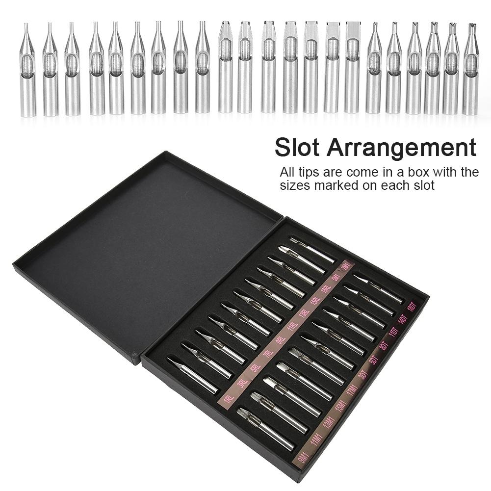 22Pcs/set Sizes Stainless Steel Tattoo Nozzle Tips Needle Nozzle Mix Kit with Slot Box Package
22Pcs/set Sizes Stainless Steel Tattoo Nozzle Tips Needle Nozzle Mix Kit with Slot Box Package