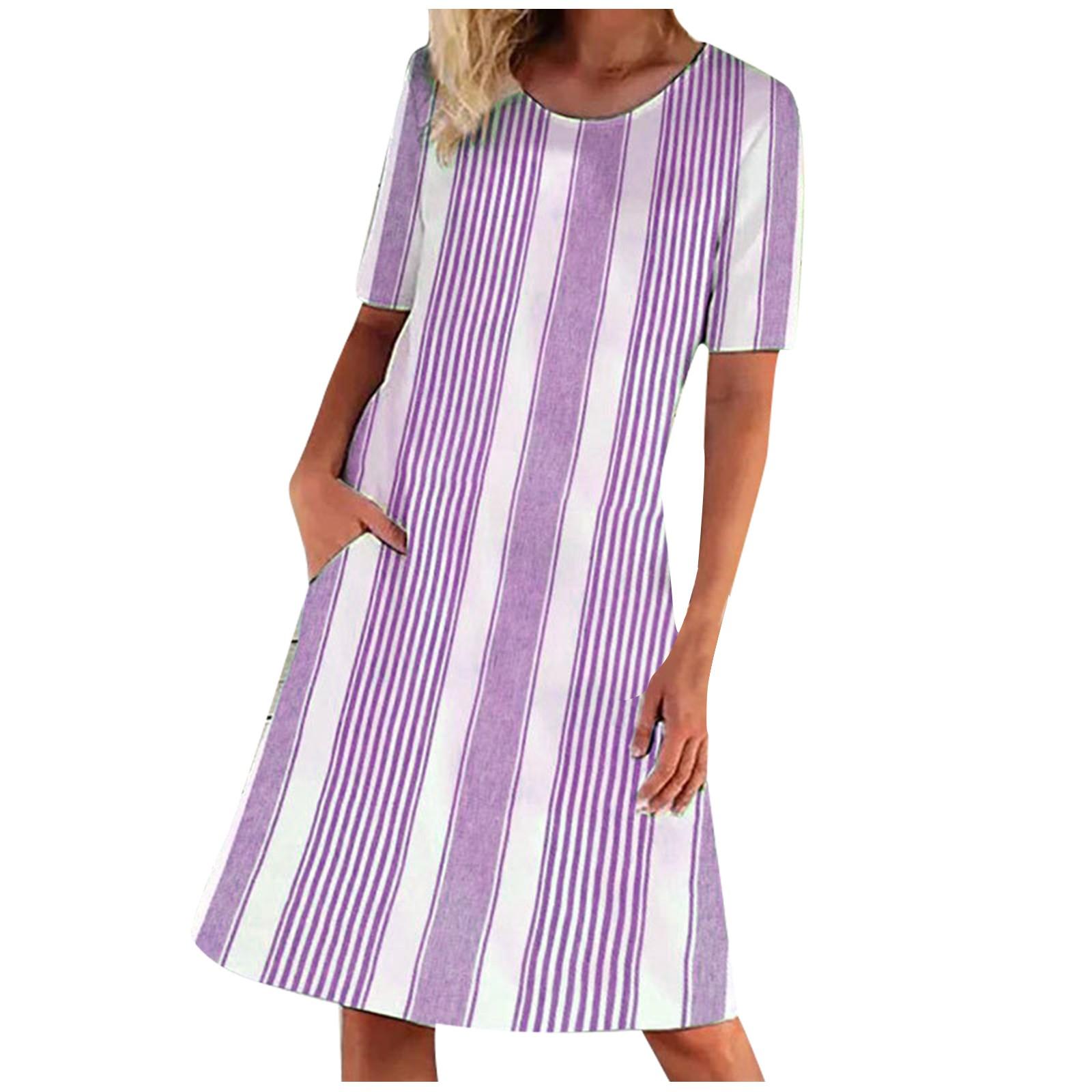 (SU)Fashion Women Irregular Striped Printed V-Neck Short Sleeve Slit Pocket Dress 
(SU)Fashion Women Irregular Striped Printed V-Neck Short Sleeve Slit Pocket Dress
