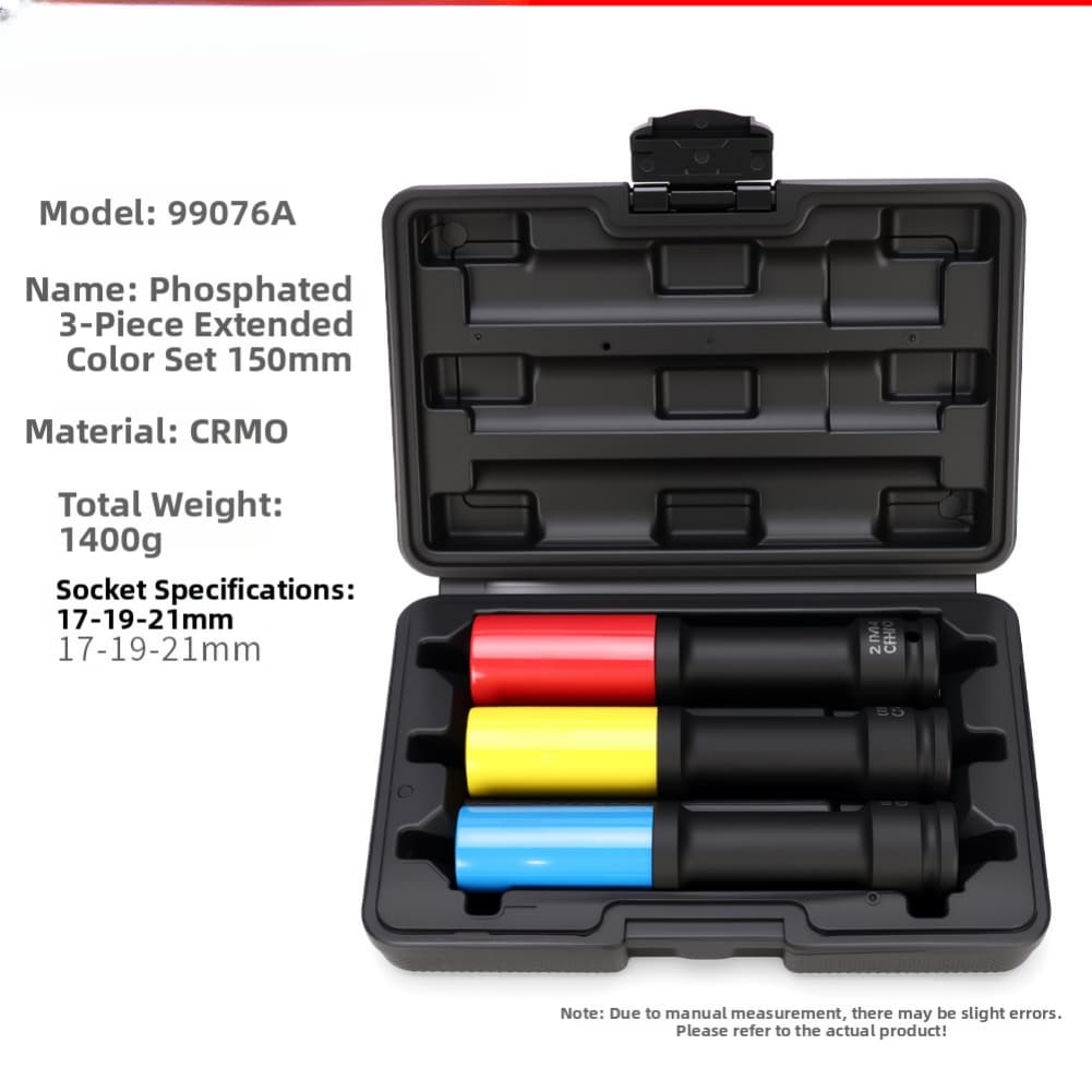 3-Piece 1/2 Drive Lug Nut Socket Set Designed with Removable Sleeves and Color Coding for Quick Size Identification A
3-Piece 1/2 Drive Lug Nut Socket Set Designed with Removable Sleeves and Color Coding for Quick Size Identification A