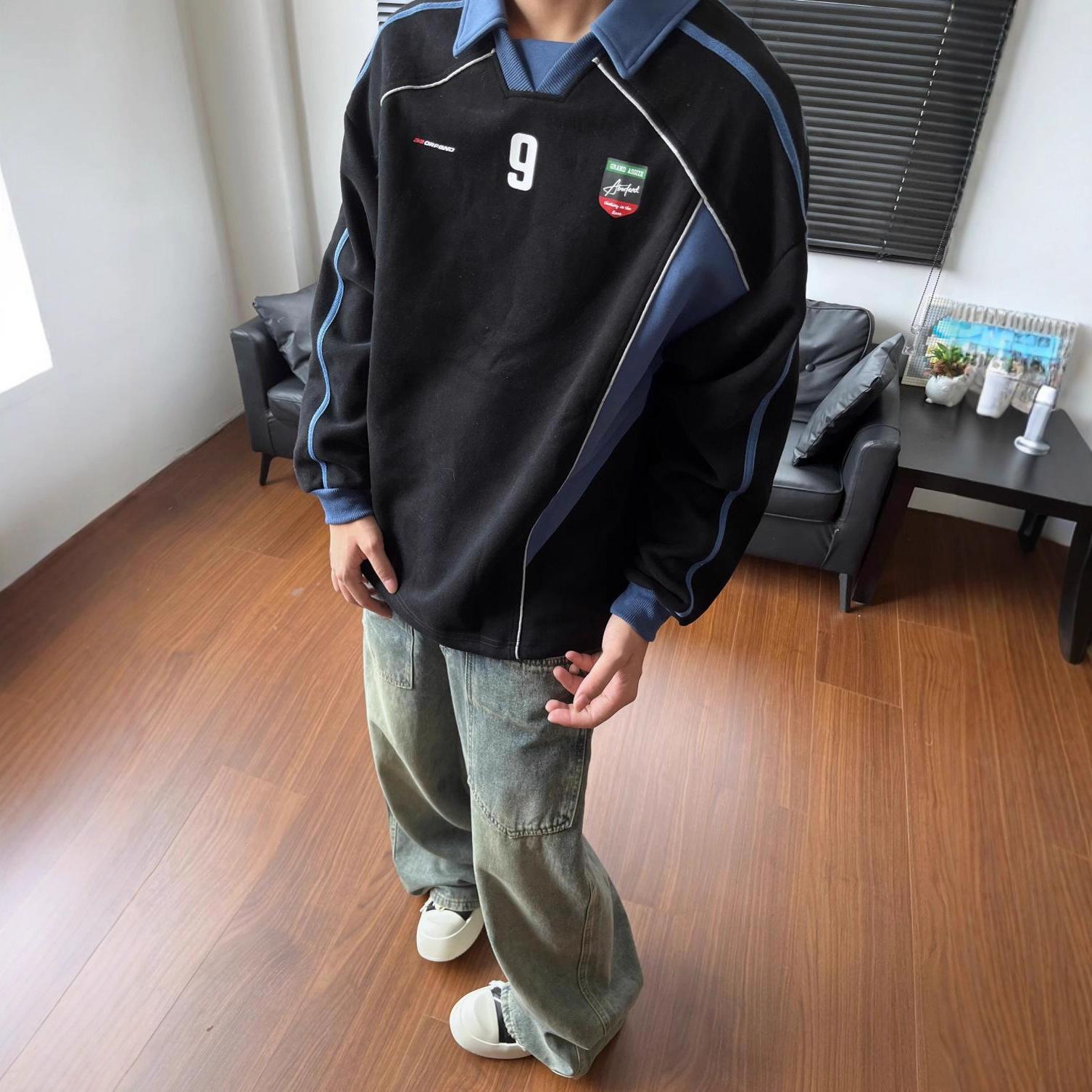 Американский свитер в стиле ретро с дизайном внахлест, куртка с контрастной цветной линией XXL синий
Американский свитер в стиле ретро с дизайном внахлест, куртка с контрастной цветной линией XXL синий