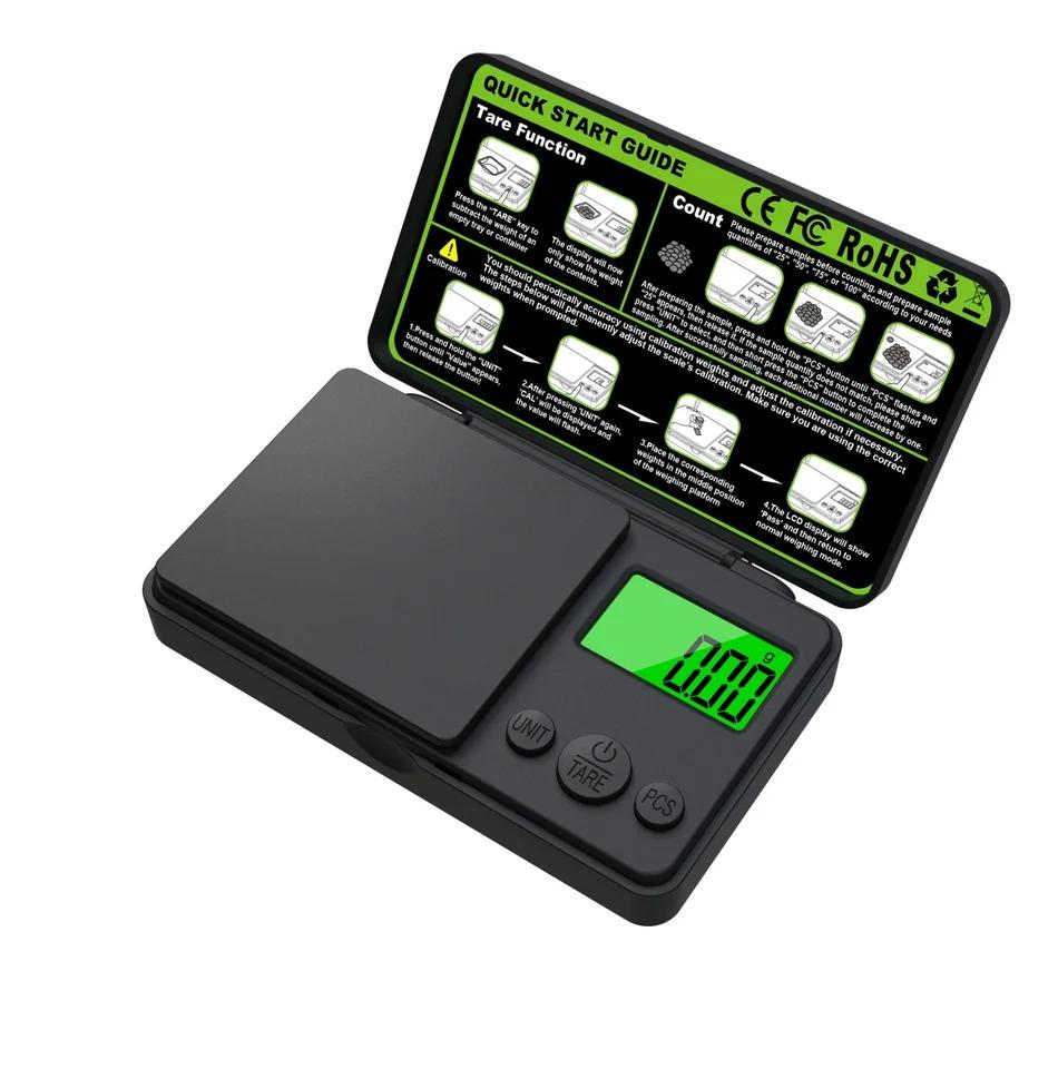 1000 г/0,01 г Портативные электронные весы Ювелирные изделия Золото Грамм Вес Баланс Точность Карманные весы с ЖК-дисплеем с подсветкой - Мини кухонные весы 1000g-0.01g