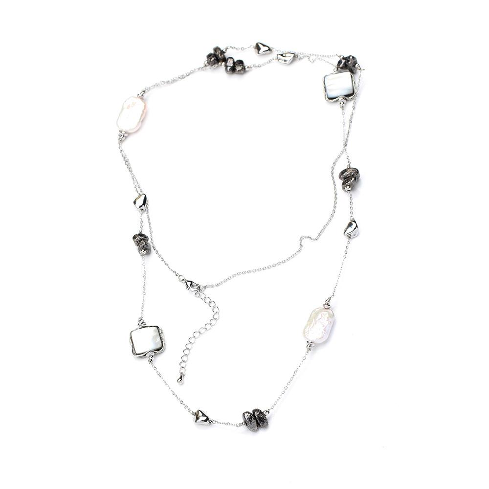 Designer Black Electroplated Metal Wind Necklace Baroque Long Thin Chain Natural Fritillary Sweater Chain Can Be Double-Layered чорний
Designer Black Electroplated Metal Wind Necklace Baroque Long Thin Chain Natural Fritillary Sweater Chain Can Be Double-Layered чорний