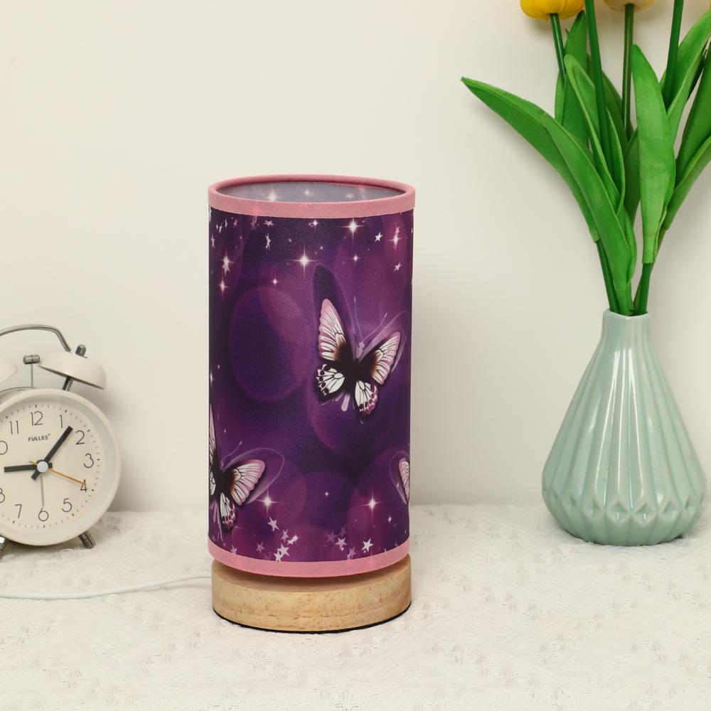 Маленькая настольная лампа прикроватная теплая светодиодная бабочка креативный ночник фиолетовый